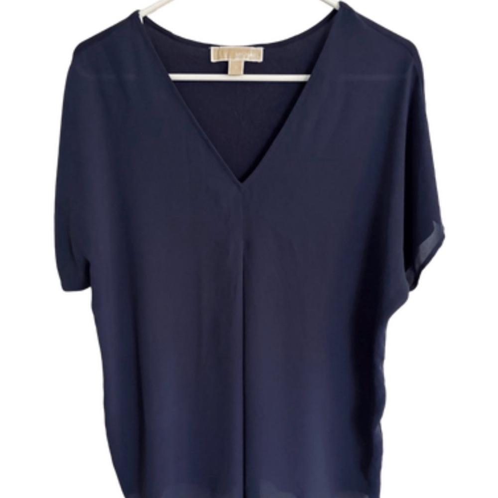 Michael Kors Navy V-Neck Blouse